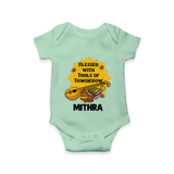 Blessed With Tools of Tomorrow Romper | Custom Baby Romper for Ayudha Puja - MINT GREEN - New Born (Chest 14")