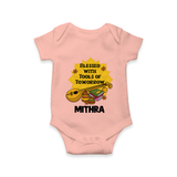 Blessed With Tools of Tomorrow Romper | Custom Baby Romper for Ayudha Puja - PEACH - New Born (Chest 14")