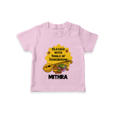 Blessed With Tools of Tomorrow Tshirt | Custom Baby Tshirt for Ayudha Puja - BABY PINK - 0-5 Months Old (Chest 17")