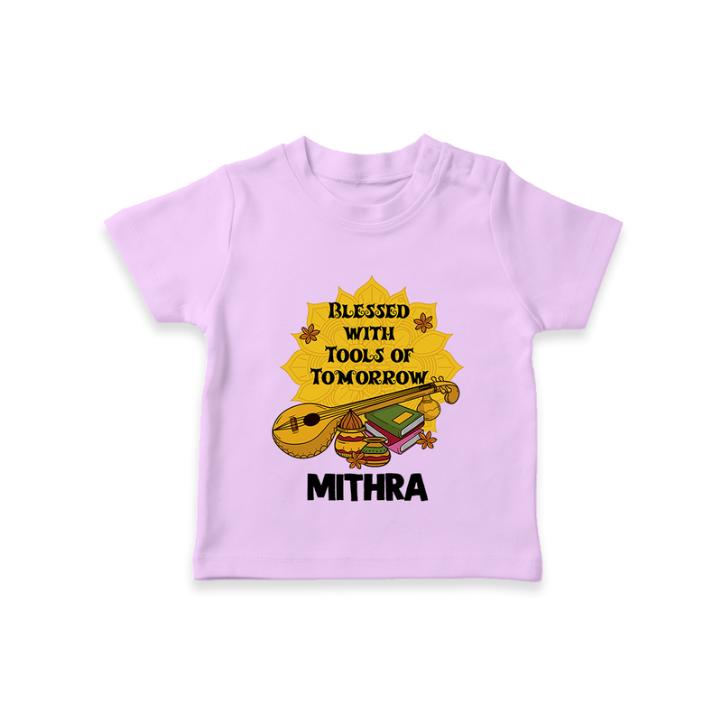 Blessed With Tools of Tomorrow Tshirt | Custom Baby Tshirt for Ayudha Puja - LILAC - 0-5 Months Old (Chest 17")