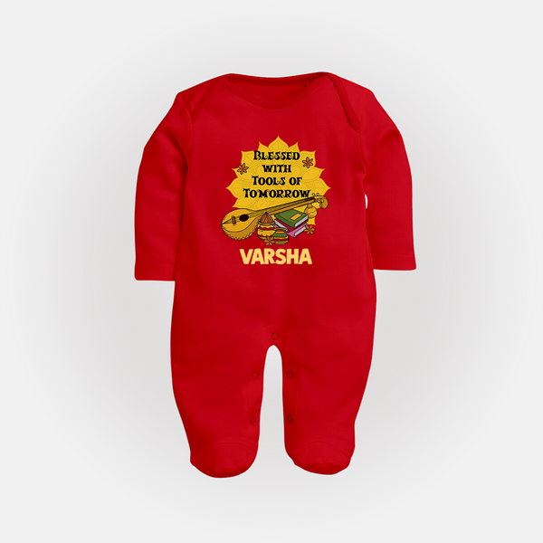  Blessed With Tools Of Tomorrow Full Body Suit - RED - New Born (Chest 7.5")