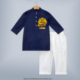 Blessed With Tools of Tomorrow Kurta Set | Custom Baby Kurta Set for Ayudha Puja - NAVY BLUE - 3 - 6 Months Old (Chest 24", Kurta Length 14'', Waist 19", Pant Length 14")