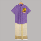 Blessed With Tools of Tomorrow Shirt And Dhoti | Custom Baby Shirt And Dhoti for Ayudha Puja - ROYAL PURPLE - 0 - 6 Months Old (Chest-23") (Dhoti length-14")