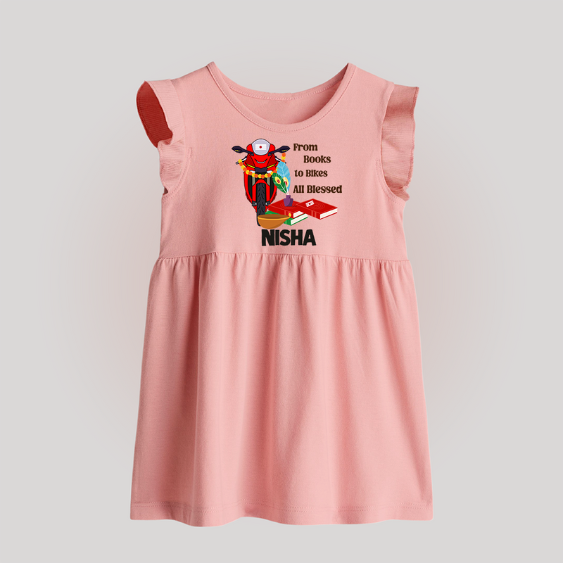 From Books to Bikes All Blessed Baby Frock | Personalized Baby Frock for Little Learners - BABY PINK - 0 - 3 Months Old (Chest 17")