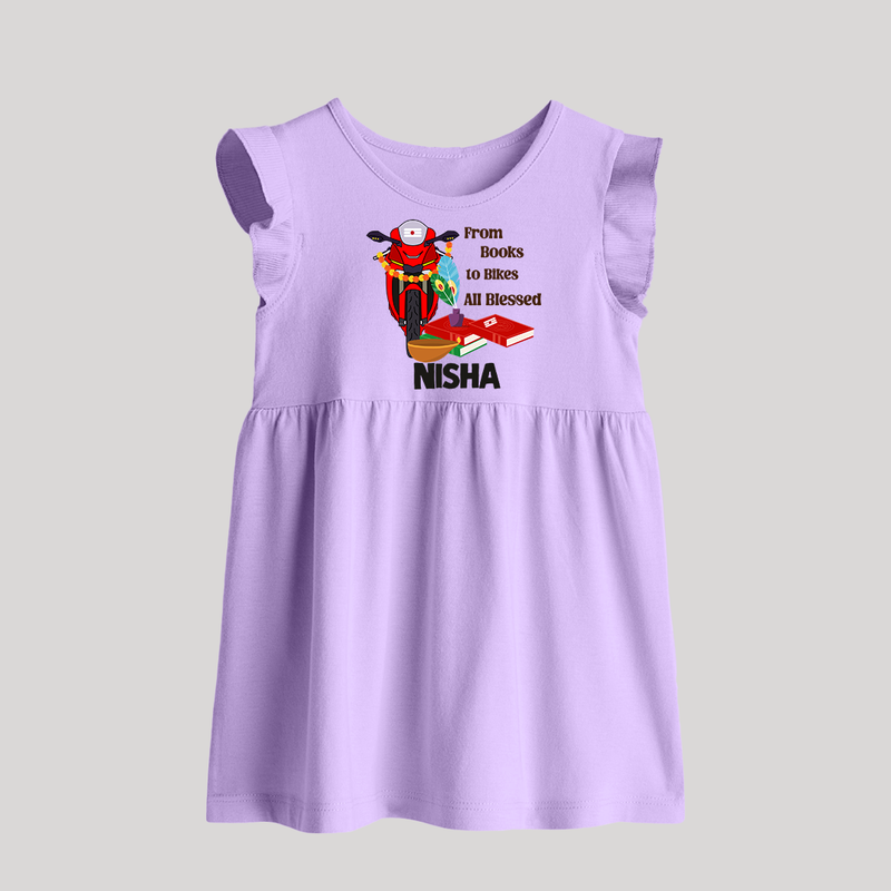 From Books to Bikes All Blessed Baby Frock | Personalized Baby Frock for Little Learners - LILAC - 0 - 3 Months Old (Chest 17")