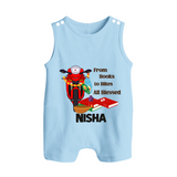  Books To Bikes Ayudha Puja Button Romper - BABY BLUE - New Born (Chest 18")