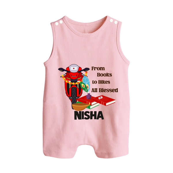  Books To Bikes Ayudha Puja Button Romper - BABY PINK - New Born (Chest 18")