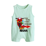  Books To Bikes Ayudha Puja Button Romper - MINT GREEN - New Born (Chest 18")