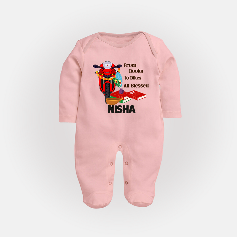 From Books to Bikes All Blessed Sleep Suit | Personalized Baby Sleep Suit for Little Learners - BABY PINK - New Born (Chest 7.5")