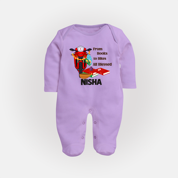  Books To Bikes Ayudha Puja Full Body Suit - LILAC - New Born (Chest 7.5")