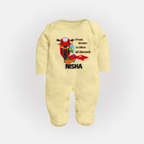 From Books to Bikes All Blessed Sleep Suit | Personalized Baby Sleep Suit for Little Learners - PASTEL YELLOW - New Born (Chest 7.5")