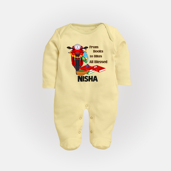  Books To Bikes Ayudha Puja Full Body Suit - PASTEL YELLOW - New Born (Chest 7.5")