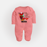 From Books to Bikes All Blessed Sleep Suit | Personalized Baby Sleep Suit for Little Learners - PEACH - New Born (Chest 7.5")