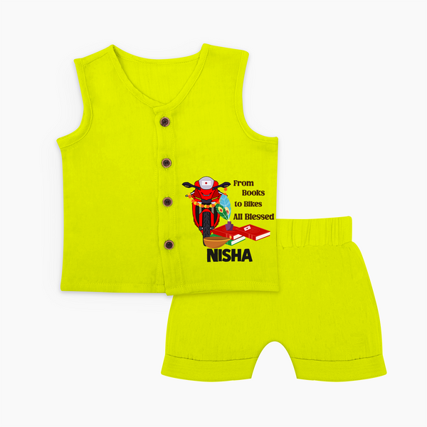  Books To Bikes Ayudha Puja Jabla Set - LIME GREEN - 0 - 3 Months Old (Chest 9.8")