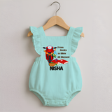 From Books to Bikes All Blessed Romper Frock | Personalized Baby Romper Frock for Little Learners - MINT GREEN - 0 - 3 Months Old (Chest 19")