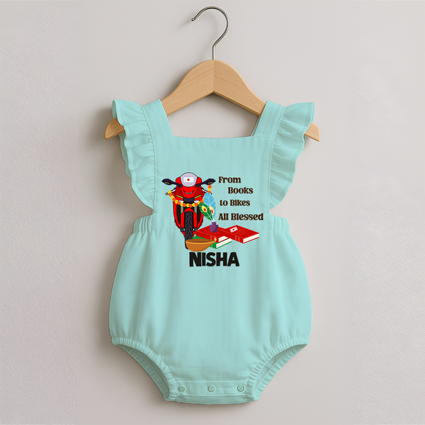  Books To Bikes Ayudha Puja Romper Frock - MINT GREEN - 0 - 3 Months Old (Chest 19")