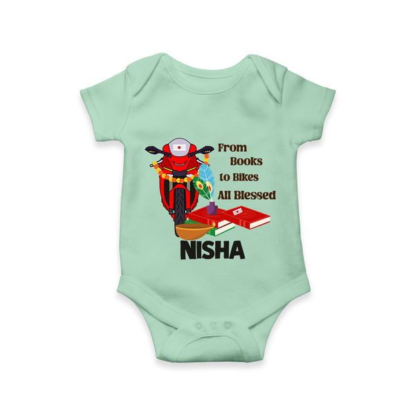  Books To Bikes Ayudha Puja Romper - MINT GREEN - New Born (Chest 14")