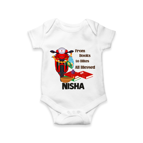  Books To Bikes Ayudha Puja Romper - WHITE - New Born (Chest 14")