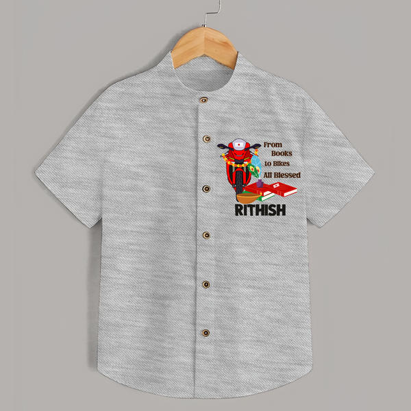  Books To Bikes Ayudha Puja Shirt - GREY - 0 - 6 Months Old (Chest 23")