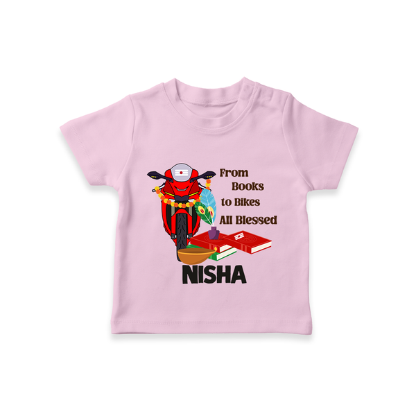  Books To Bikes Ayudha Puja T shirt - BABY PINK - 0-5 Months Old (Chest 17")