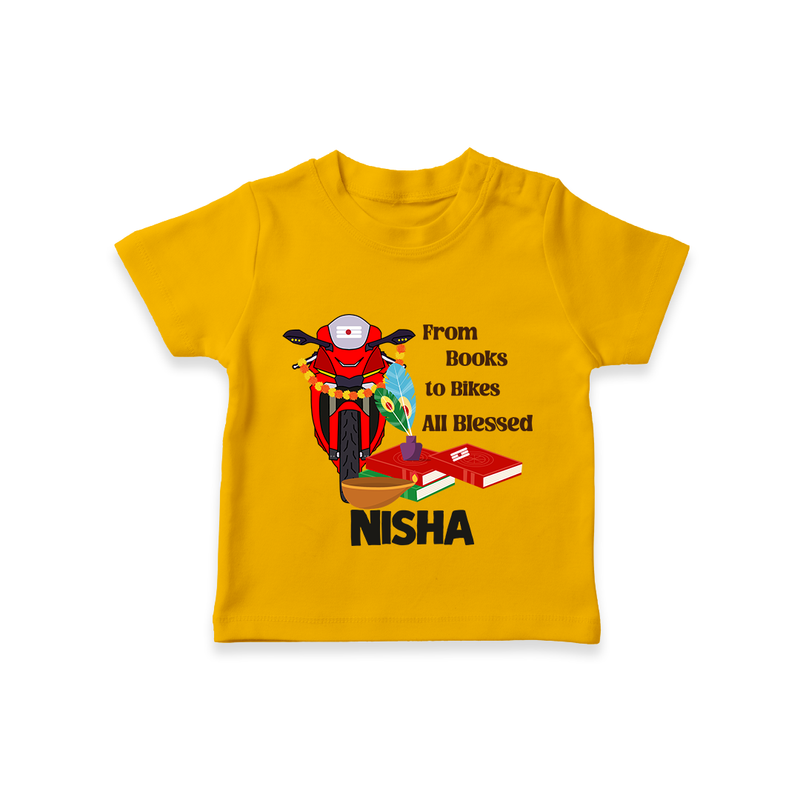From Books to Bikes All Blessed Tshirt | Personalized Baby Tshirt for Little Learners - CHROME YELLOW - 0-5 Months Old (Chest 17")