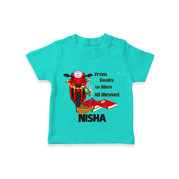  Books To Bikes Ayudha Puja T shirt - TEAL - 0-5 Months Old (Chest 17")