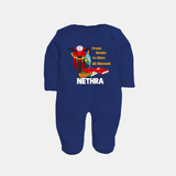 From Books to Bikes All Blessed Sleep Suit | Personalized Baby Sleep Suit for Little Learners - NAVY BLUE - New Born (Chest 7.5")