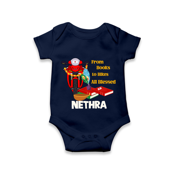  Books To Bikes Ayudha Puja Romper - NAVY BLUE - New Born (Chest 14")
