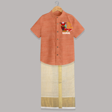 From Books to Bikes All Blessed Shirt And Dhoti | Personalized Baby Shirt And Dhoti for Little Learners - ORANGE - 0 - 6 Months Old (Chest-23") (Dhoti length-14")