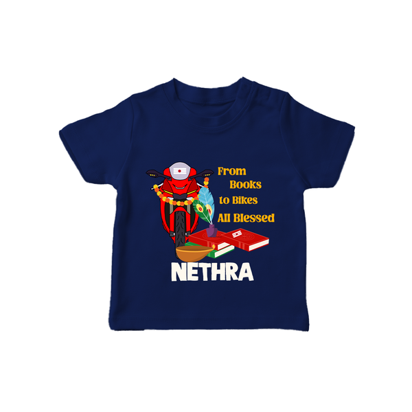  Books To Bikes Ayudha Puja T shirt - NAVY BLUE - 0-5 Months Old (Chest 17")