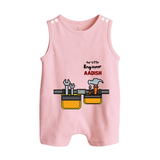  Little Engineer Tool Master Button Romper - BABY PINK - New Born (Chest 18")