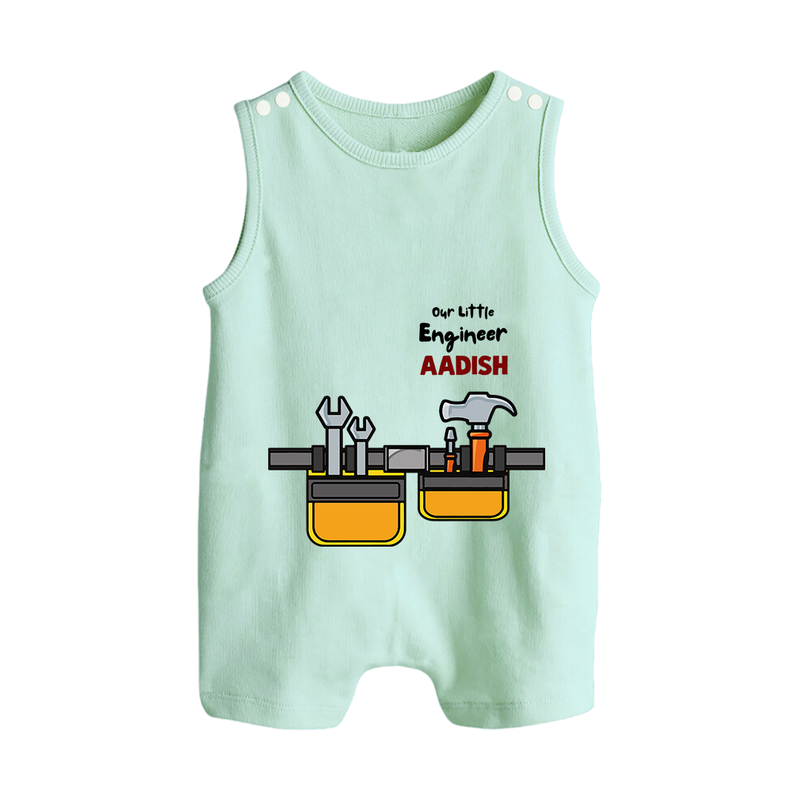 Our Little Engineer Romper Suit | Custom Baby Romper Suit for Festival and Learning - MINT GREEN - 0 - 5 Months Old (Chest 18")