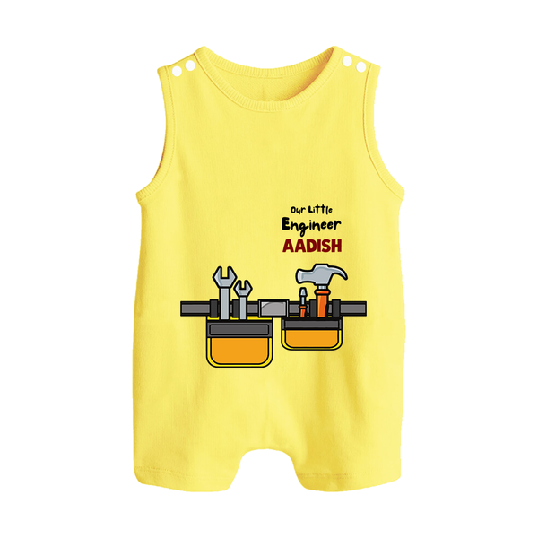  Little Engineer Tool Master Button Romper - PASTEL YELLOW - New Born (Chest 18")
