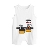 Little Engineer Tool Master Button Romper - WHITE - New Born (Chest 18")