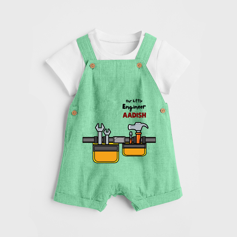 Our Little Engineer Dungaree Set | Custom Baby Dungaree Set for Festival and Learning - GREEN - 0 - 5 Months Old (Chest 18")