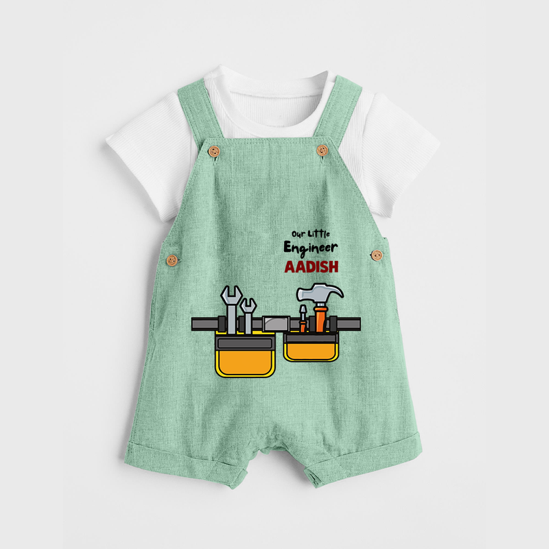 Our Little Engineer Dungaree Set | Custom Baby Dungaree Set for Festival and Learning - MINT GREEN - 0 - 5 Months Old (Chest 18")