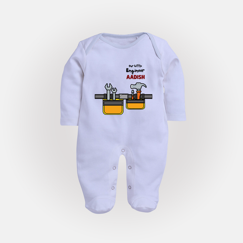 Our Little Engineer Sleep Suit | Custom Baby Sleep Suit for Festival and Learning - BABY BLUE - New Born (Chest 7.5")
