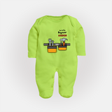 Our Little Engineer Sleep Suit | Custom Baby Sleep Suit for Festival and Learning - LIME GREEN - New Born (Chest 7.5")