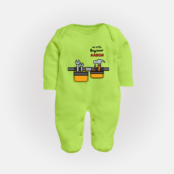  Little Engineer Tool Master Full Body Suit - LIME GREEN - New Born (Chest 7.5")