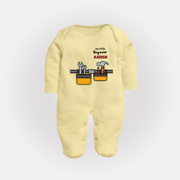  Little Engineer Tool Master Full Body Suit - PASTEL YELLOW - New Born (Chest 7.5")
