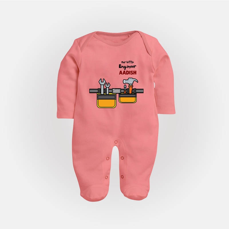 Our Little Engineer Sleep Suit | Custom Baby Sleep Suit for Festival and Learning - PEACH - New Born (Chest 7.5")
