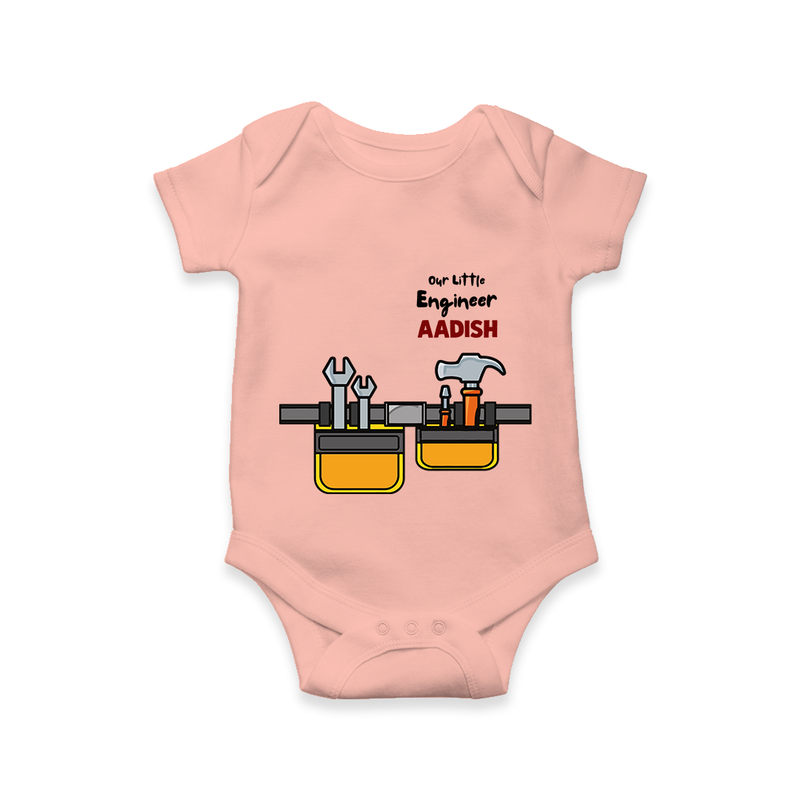 Our Little Engineer Romper | Custom Baby Romper for Festival and Learning - PEACH - New Born (Chest 14")