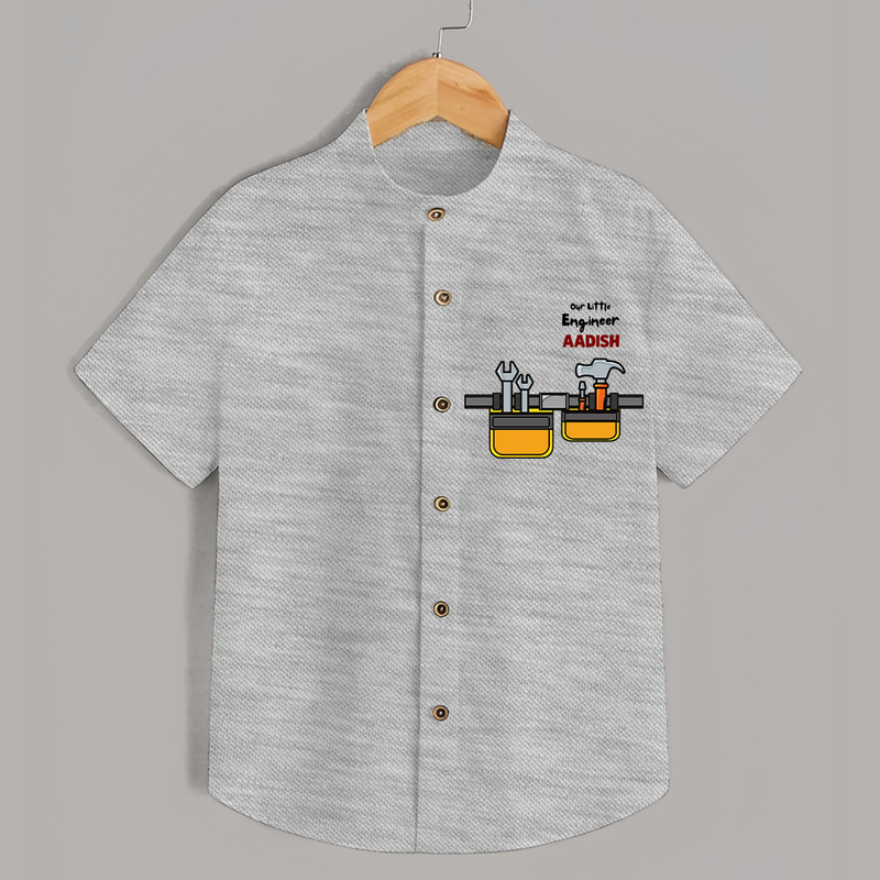 Our Little Engineer Shirt | Custom Baby Shirt for Festival and Learning - GREY - 0 - 6 Months Old (Chest 23")