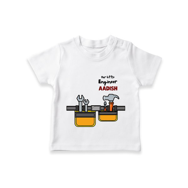Our Little Engineer Tshirt | Custom Baby Tshirt for Festival and Learning - WHITE - 0-5 Months Old (Chest 17")