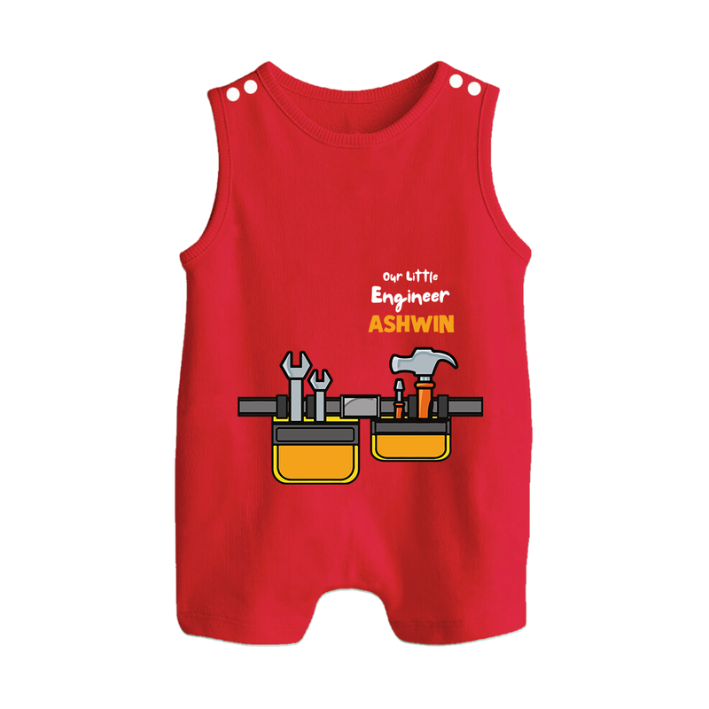 Our Little Engineer Romper Suit | Custom Baby Romper Suit for Festival and Learning - RED - 0 - 5 Months Old (Chest 18")
