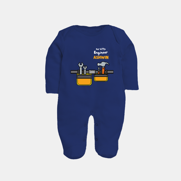 Our Little Engineer Sleep Suit | Custom Baby Sleep Suit for Festival and Learning - NAVY BLUE - New Born (Chest 7.5")