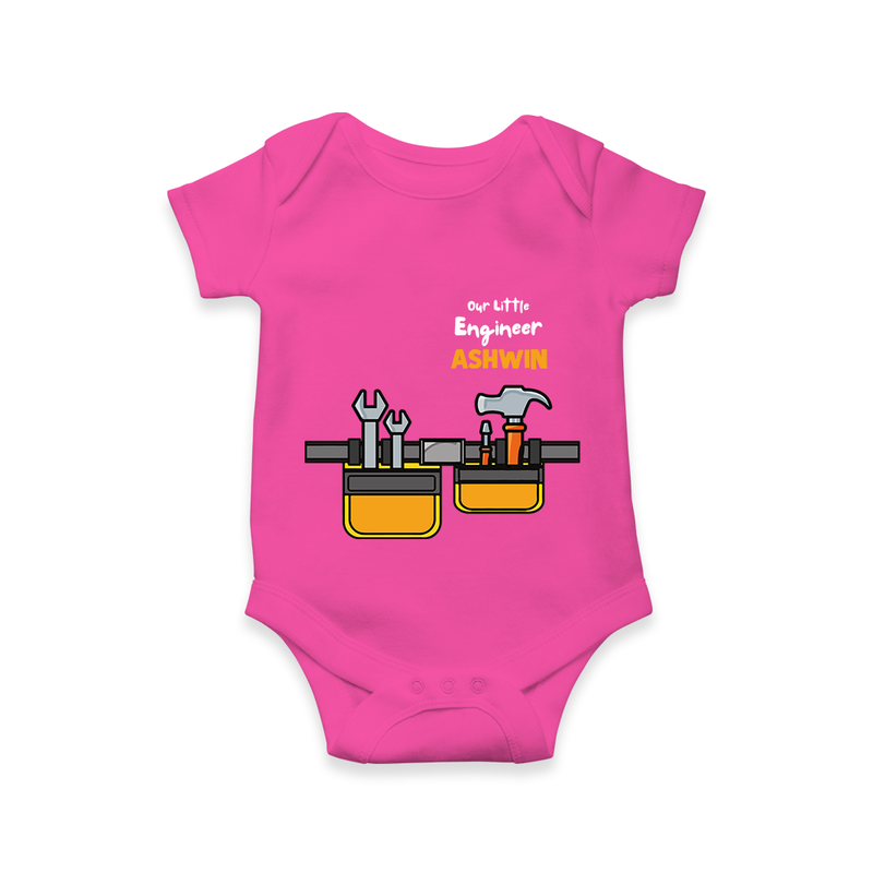 Our Little Engineer Romper | Custom Baby Romper for Festival and Learning - HOT PINK - New Born (Chest 14")