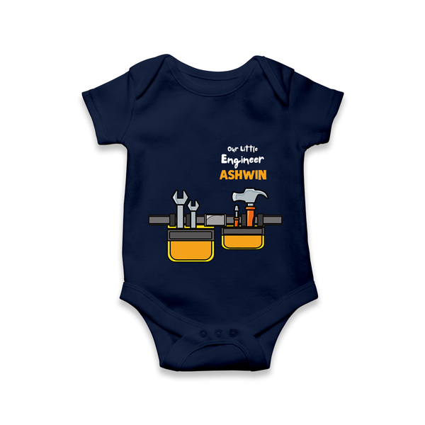 Our Little Engineer Romper | Custom Baby Romper for Festival and Learning - NAVY BLUE - New Born (Chest 14")