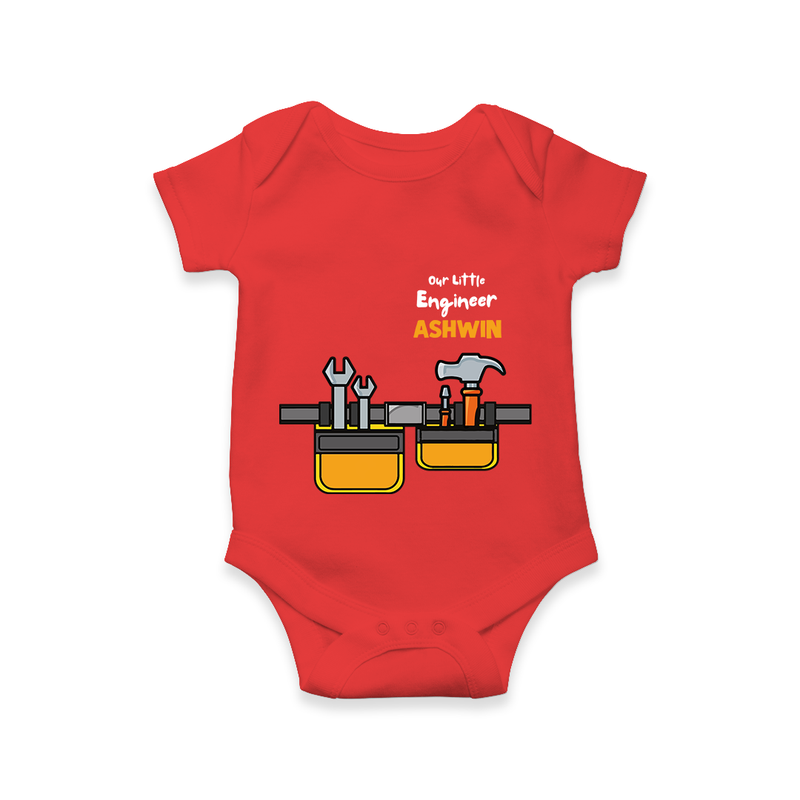 Our Little Engineer Romper | Custom Baby Romper for Festival and Learning - RED - New Born (Chest 14")