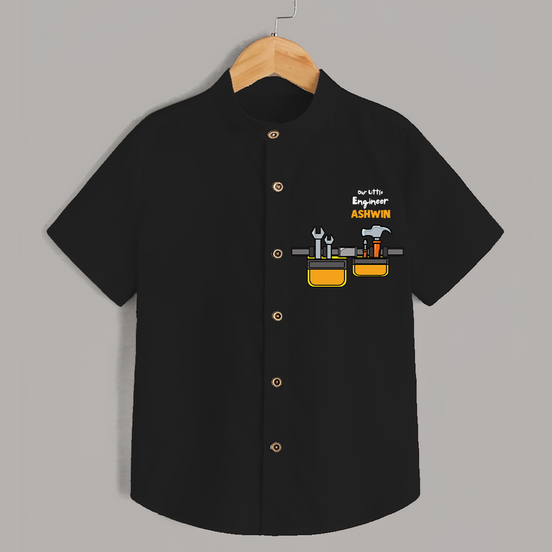 Our Little Engineer Shirt | Custom Baby Shirt for Festival and Learning - BLACK - 0 - 6 Months Old (Chest 23")